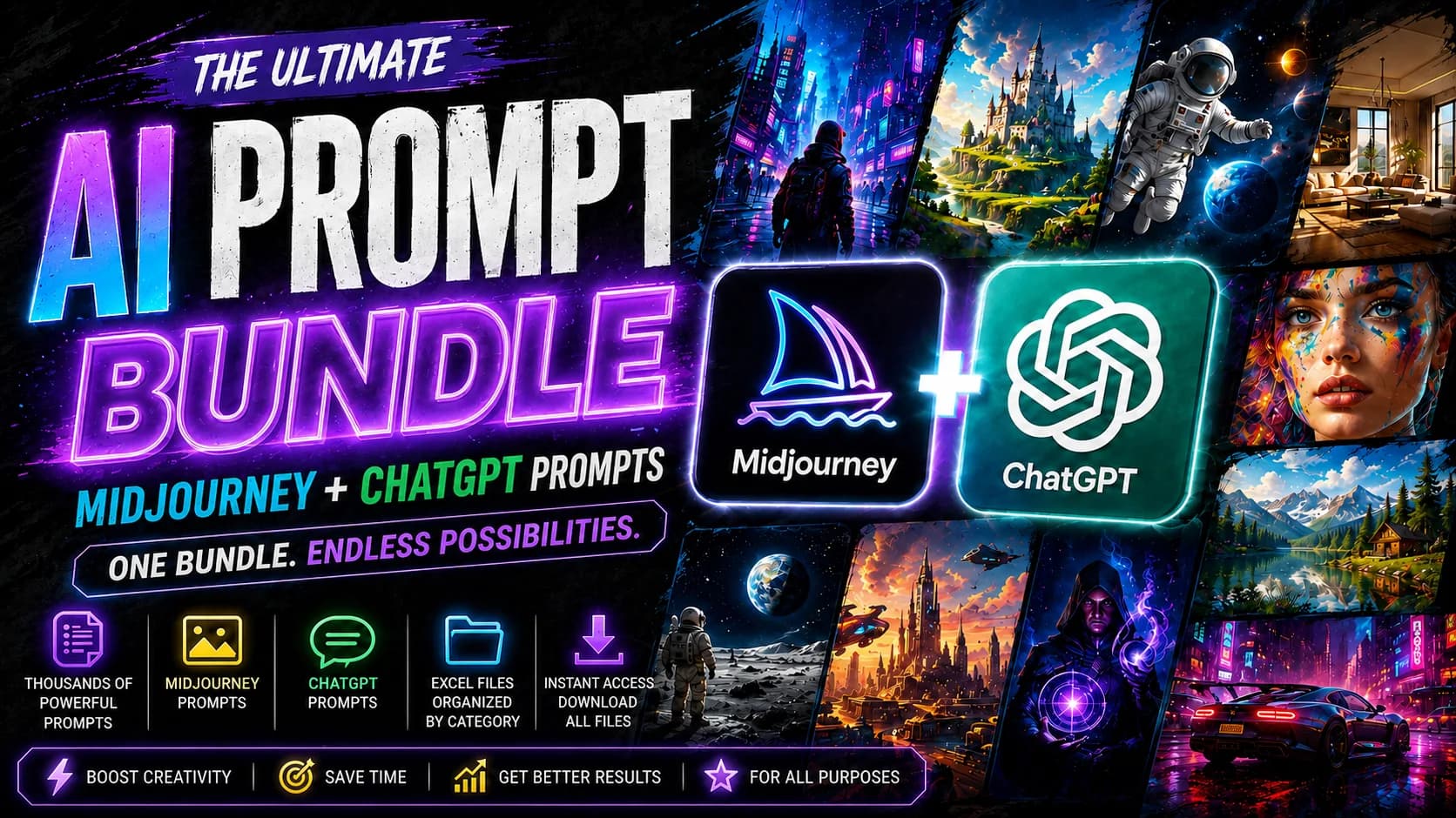 The Ultimate AI Prompt Bundle - Midjourney + ChatGPT Prompts